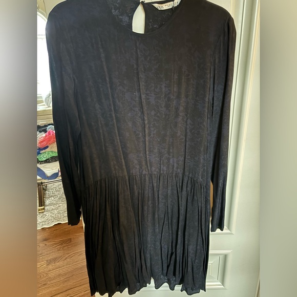 BRAND NEW ZARA ANIMAL PRINT BLUE/BLACK LONG SLEEVE DRESS SZ XS - Picture 4 of 7